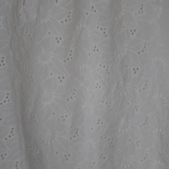 LOFT White Eyelet Lace Blouse Ruffled Sleeve M Cottagecore Boho Coastal Top - Picture 3 of 15